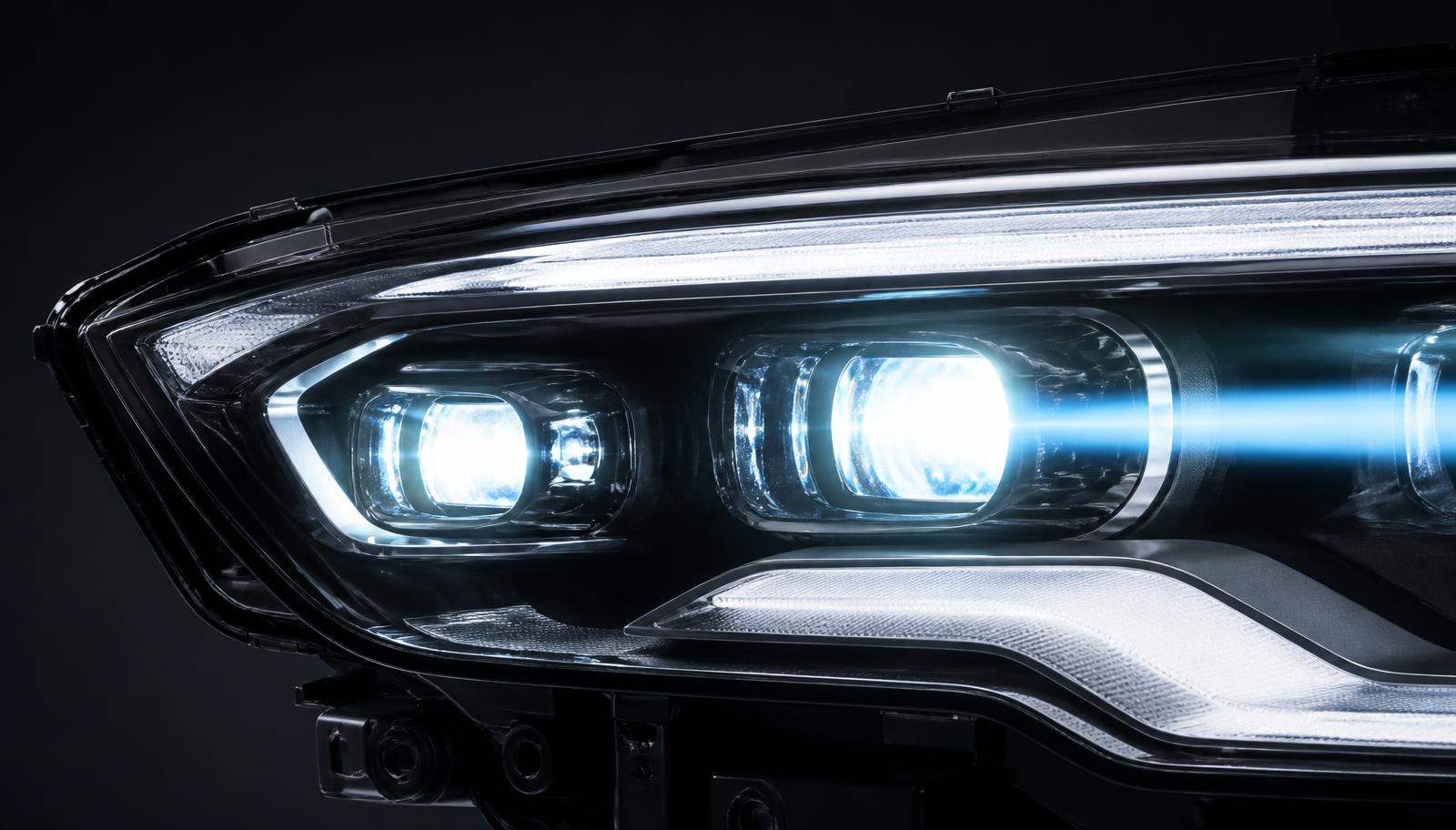 Farol automotivo de LED premium em detalhe
