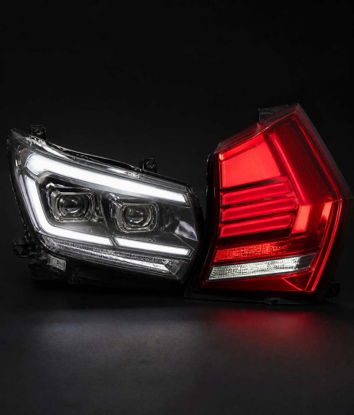 Farol e lanterna automotivos premium lado a lado
